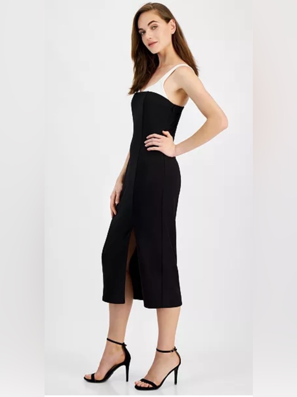 NWT RACHEL Rachel ROY SIZE XL BLACK SCUBA CREPE SHEATH DRESS FRONT LEFT SLIT